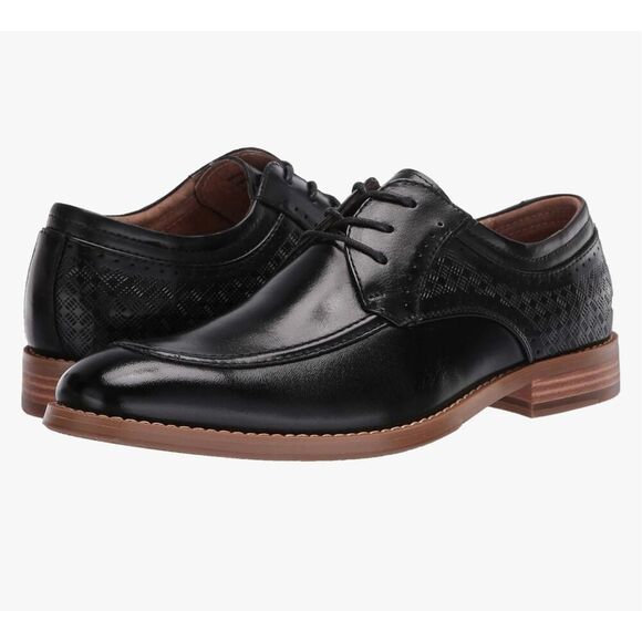 Stacy Adams Mens Leather Dress Shoes Fielding Moc Toe Oxford Black 9 D - Picture 1 of 9